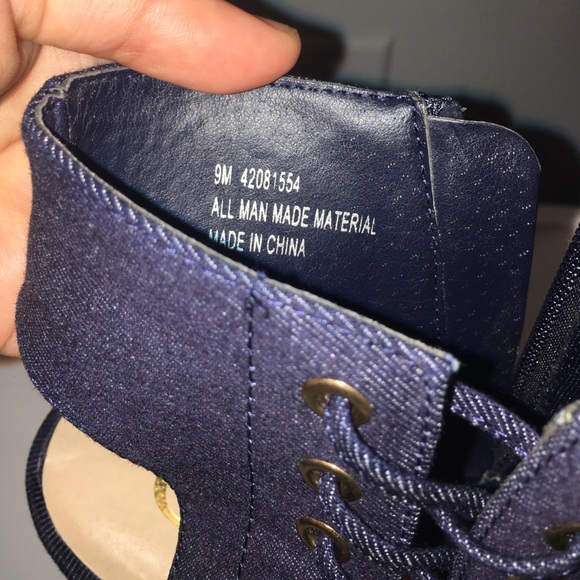 SOLD - Cato | Denim Peep toe booties - Picture 6 of 7